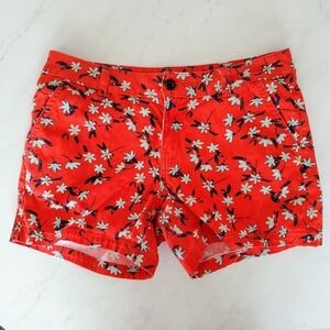 a.n.a. Floral Twill Shorts 6 Red Blue